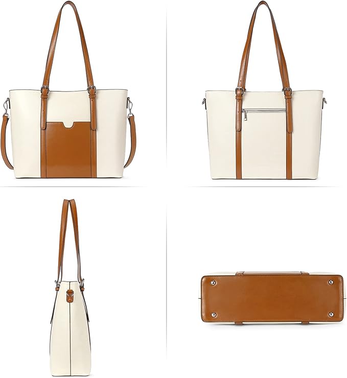 Telena Laptop Tote Bag for Women, 15.6 Inch Shoulder Tote Bag Leather Briefcase for Women, Large Capacity Handbag Bags