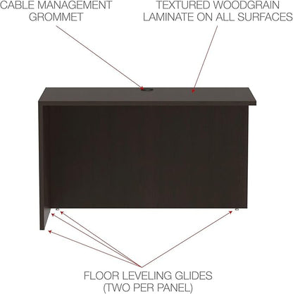 Alera ALEVA354824ES Valencia Series 47.25 in. x 23.63 in. x 29.5 in. Reversible Return/Bridge Shell - Espresso