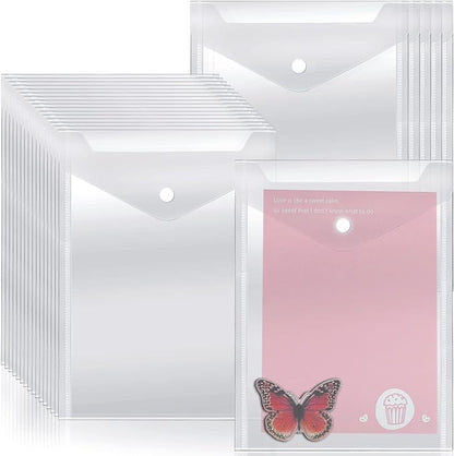 Vmiapxo 40 Pack Stamp and Die Storage Pockets, Reusable Small Plastic Envelopes Waterproof Sticker Organizer Receipt Holder Photo Storage Folders (7" x 9.4")
