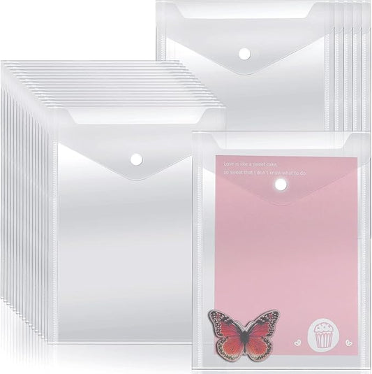 Vmiapxo 40 Pack Stamp and Die Storage Pockets, Reusable Small Plastic Envelopes Waterproof Sticker Organizer Receipt Holder Photo Storage Folders (7" x 9.4")