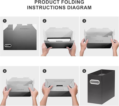 Oterri File Organizer, Small Storage Box, Cardboard File Folder Organizer, Collapsible File Box, Hanging File Organizer for Letter Size, Portable File Box, Only Box (Gradient Dark Grey,2 Packs)