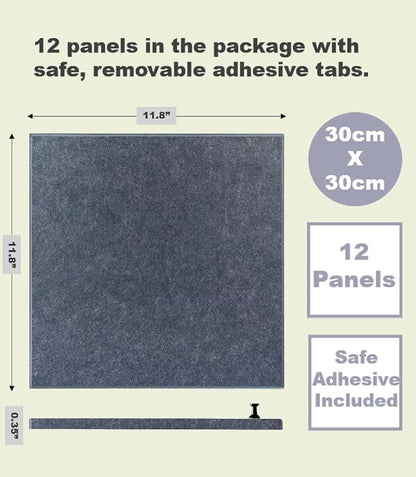 Large Cork Board Alternative - 47"x35" 12 Pack Felt Wall Tiles with Safe Removable Adhesive Tabs, Cork Wall Tiles Cork Board for Home Office Pin Board Tack Board 48 x 36 - Denim