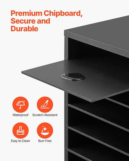 VEVOR Literature Organizer, 27 Compartments Office Mailbox with Removable Shelves, Wooden Mailbox Sorter Particle Board Office Home Classroom Storage, File Sorter for Files, Documents, Papers, Black