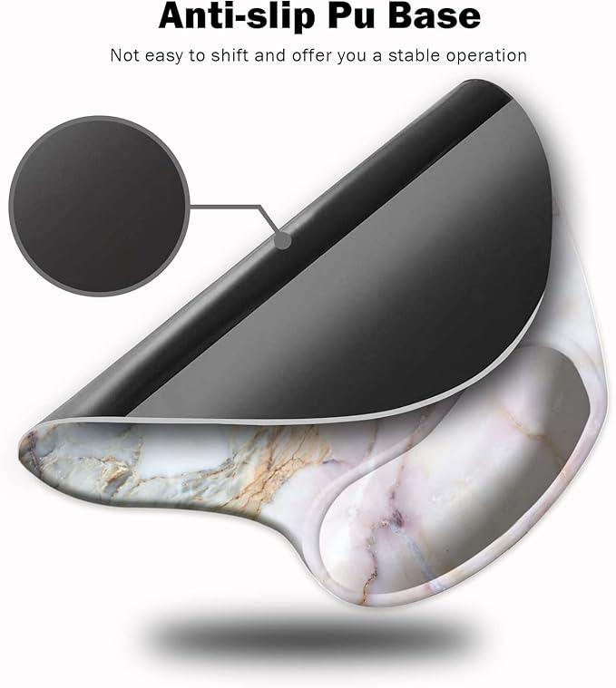 Ergonomic Mouse Pad with Wrist Support,Mouse Pads with Non-Slip PU Base for Home Office Working Studying Easy Typing & Pain Relief Marble Design