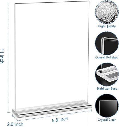 EHWINE 3 Pack Acrylic Sign Holder 8.5 x 11, Double-Sided Stand up Table Top Sign Holders, Clear Acrylic Picture Frame Menu Flyer Paper Holder Display Stand for Office Business Store Wedding Party