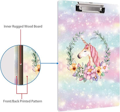 WAVEYU Cute Clipboard Hardboard for Kids Teens, Decorative Pink Clipboard with Low Profile Clip Chic Designed for Students Classroom School and Office Use, Cute(12.5"x9")