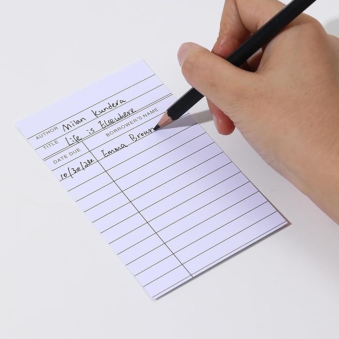 Library Cards, Checkout Catalog Book Card,Library Checkout Index Cards, Due Date NoteCards for Record Keeping (3x5 in,300 Count)