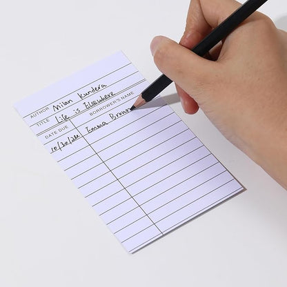 Library Cards, Checkout Catalog Book Card, Library Checkout Index Card, Due Date Notecard for Record Keeping (3x5 in,200 Count)