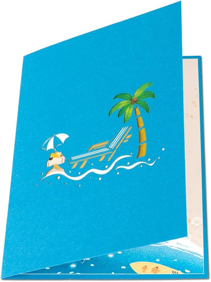 Beach Vacation Pop Up Anniversary Card, 3D Retirement Pop Up Cards, Birthday Card, Valentine's Day Card, Thinking of You For All Occasion.