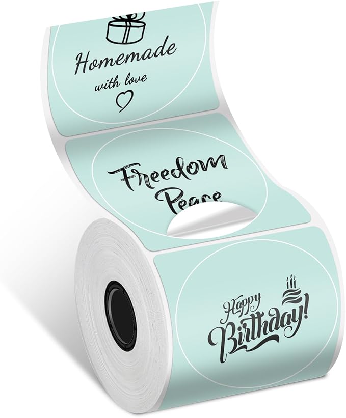 Phomemo Circle Thermal Label Compatible with M110/M100/M120/M150/M200/M220/M250 Label Maker, Sticker Round Thermal Label, 1.96" x 1.96"(50x50 mm), Black on Green
