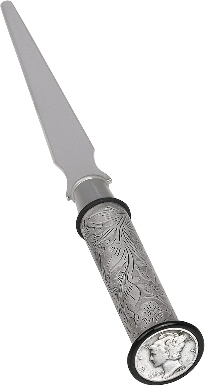 American Coin Treasures Coin Letter Opener Mercury Dime- Antiqued Silvertone Brass Handle-Genuine United States Coin