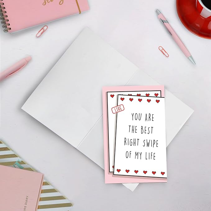 SuperShunhu Swipe Dating Card, Met Online Dating Anniversary Card for Him Her, Funny Valentine's Card for Online Dating Couple, Dating App Right Swipe Love Card
