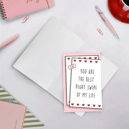 SuperShunhu Swipe Dating Card, Met Online Dating Anniversary Card for Him Her, Funny Valentine's Card for Online Dating Couple, Dating App Right Swipe Love Card
