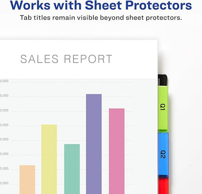 Avery Dividers for 3 Ring Binders, 5-Tab Sets, Two-Pocket Plastic Binder Dividers with Tabs, Multicolor, 24 Sets (11906)