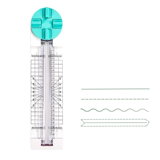 HAN SHENG 4-in-1 Paper Trimmer Craft Paper Cutter Multi-Function Scrapbooking Craft Tool for DIY Projects Paper Cutting (Straight Line, Wave Line, Dotted Line, Creasing Lines, Green)