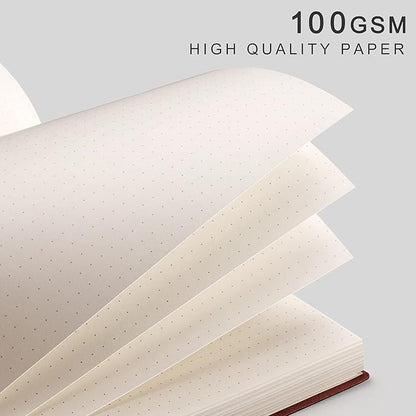 AHGXG Bullet Dotted Journal 2 Pack - B5 Large Journal Dot Grid Notebook (7.6'' X 10'') with Thick 120gsm Dot Paper, Soft Leather Cover, Total 384 Pages, Inner Pocket - BlackGreen