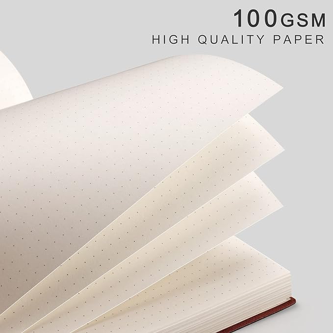 AHGXG Bullet Dotted Journal 2 Pack - B5 Large Journal Dot Grid Notebook (7.6'' X 10'') with Thick 120gsm Dot Paper, Soft Leather Cover, Total 384 Pages, Inner Pocket - BlackPink