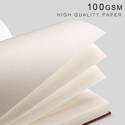 AHGXG Bullet Dotted Journal 2 Pack - B5 Large Journal Dot Grid Notebook (7.6'' X 10'') with Thick 120gsm Dot Paper, Soft Leather Cover, Total 384 Pages, Inner Pocket - BlackPink