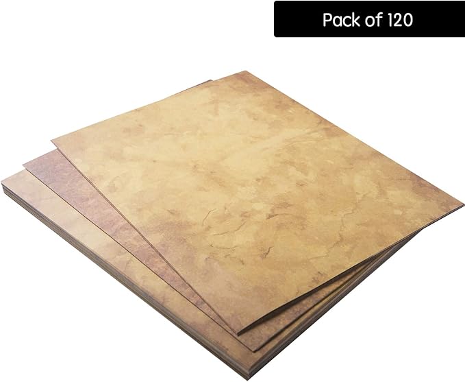 120 Aged Paper - Antique Looking Vintage Papers With Classic Aged Paper Designs - Six Unique Old Looking Paper Designs - Vintage Printing paper, Vintage Writing Paper, 8.5 x 11 inches (Pack of 120)