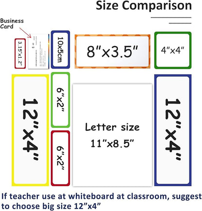 Dry Erase Magnetic Labels Large 12"x 4", Big Magnetic Labels for Whiteboards School Classroom Office Home,Pack of 10