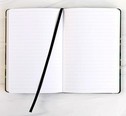 RICCO BELLO Wide Ruled Hardcover Diary Journal School Notebook for Kids, Tweens - Bookmark, Band Closure, Storage Pocket, 5.7 x 8.4 Inches, 192 Pages, (Green Camouflage)