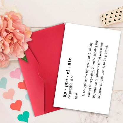 Lovely Appreciate Definition Cards for Him Her, Thank You Card for Teacher Boss, Thank You Gifts for Coworkers Friends, What to Say in A Thank You Card