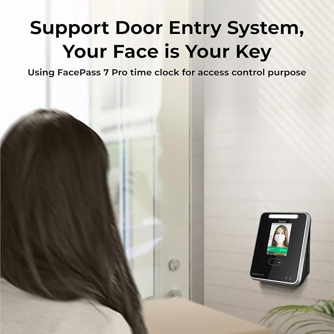 ANVIZ Time Clocks for Employees Small Business - FacePass 7 Pro Biometric Clock in and Out Machine - Face + RFID + Pin Punching in one, Support Door Access, with Professional Cloud Software
