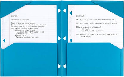 Five Star 2-Pocket Folder, Plastic Folder with Stay-Put Tabs, Fits 3 Ring Binder, Holds 8-1/2" x 11" Paper, Blue (333420H-ECM)