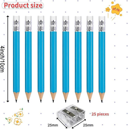 Adhere 25pcs Golf Pencils with Eraser Pre sharpened Hexagon half Wooden Pencils Graphite 2B for Golf Event Scoring,Classroom,Wedding,Company Meetings,Pew, Pocket (Light Blue)