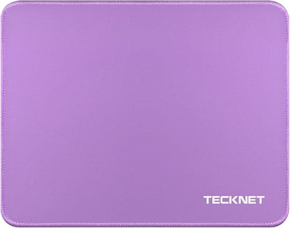 TECKNET Mouse Pad with Anti-fray Stitchin, Waterproof Surface & Non-Slip Rubber Base with Stitched Edges Gaming Mouse Mat for Laptop，Compatible with Laser and Optical Mice - Purple