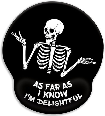 Skeleton Mouse Pad, Ergonomic Mouse Pad with Wrist Rest, Gaming Mouse Pad Wrist Support with Non-Slip Pain Relief PU Base, Funny Skull Mouse Pads for Desk, Goth Office Desk Accessories Decor
