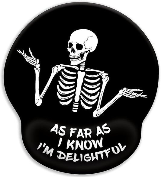 Skeleton Mouse Pad, Ergonomic Mouse Pad with Wrist Rest, Gaming Mouse Pad Wrist Support with Non-Slip Pain Relief PU Base, Funny Skull Mouse Pads for Desk, Goth Office Desk Accessories Decor