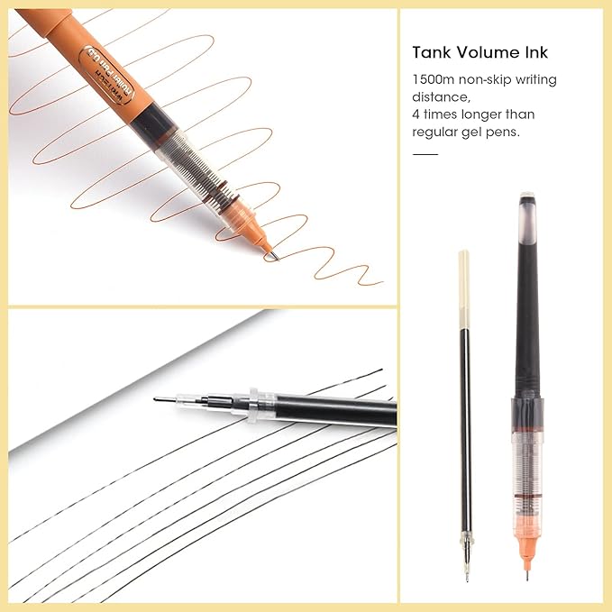 WRITECH Liquid Ink Rollerball, 0.5mm Extra Fine Point, Smooth Writing Quick Dry Roller Pens 8 Assorted Colors for Journaling, Drawing & Sketching (Vintage)