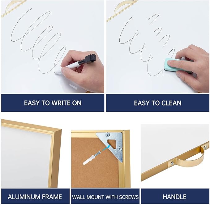 TSJ OFFICE Small Dry-Erase White-Board - 12 X 16 Inches Portable Aluminum Frame Mini Hanging Whiteboard with Handle, to Do List Notepad for Office, Home, School