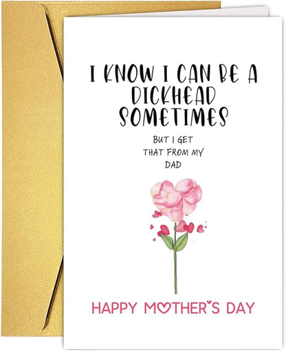 UUEFKTN Funny Mother's Day Card Gift for Mom Stepmom Grandma, Humor Mothers Day Card Gift from Son Daughter Kids