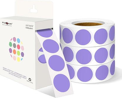 PARLAIM 3/4 Inch Roll Color Coding Labels,4000 per/4 Rolls Round Adhesive Color Coding Circle Dot Stickers for Office Home(Lavender)
