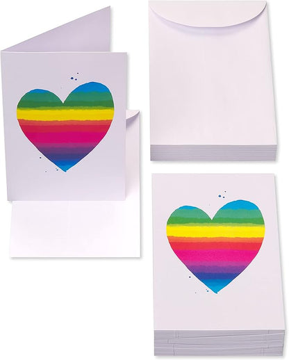 American Greetings Blank Cards with Envelopes, Rainbow Heart Stationery (48-Count)