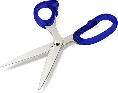 OfficeGoods 9” Stainless Steel Acrylic Scissors for Office and Home - Aesthetic and Sharp All Purpose Scissors, Perfect for Sewing, Arts and Crafts - Blue Silver Metal