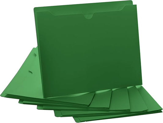 Green File Jackets, 1 Inch Expansion, Letter Size, Reinforced Straight-Cut Tab, 6 Pack