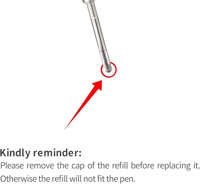 Blue Ink Refills (6pcs), Replaceable Ballpoint Pens Refills, 1mm Medium Tip - Blue