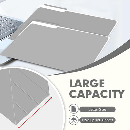 File Folder, PANDRI 120 Pack File Folder, 1/3 Cut Tab, Letter Size, Filing Folder for Office School Business, Grey