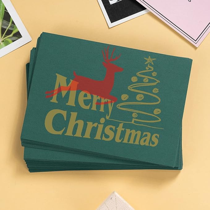 100 Pack Thick Paper Cardstock Blank Heavy Cards Stock for Invitations, Greeting Cards Making, Postcards, Photos, 250GSM Thick Paper (Dark Green, 4x6 inches)