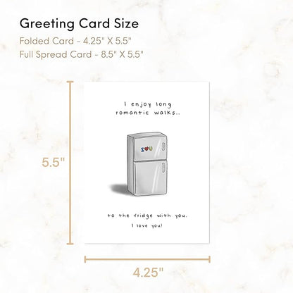 ALY LOU Funny Anniversary Card for Her Him/Husband Boyfriend/Girlfriend Wife/Sarcastic Birthday Greeting Card (Romantic Walks to The Fridge ...)