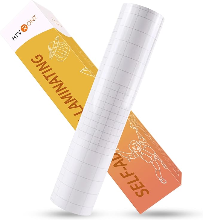 HTVRONT Clear Self-Adhesive Laminating Vinyl Roll-12"x30FT Non Thermal Laminating Film,No Machine Needed Clear Vinyl Laminate for Stickers