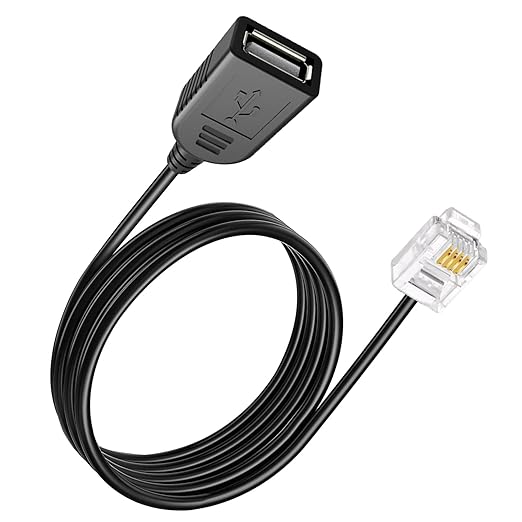 RJ116p4c Male to USB Female, RJ11 to USB Modem Adapter, Used for Telephone Interface Testing Connectors, Telephone Communication, Fax Machines, Modem Adapters (RJ11 to USB 100cm)