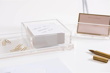 russell+hazel Acrylic Sticky Notes Bloc Tray, Home and Work Office Organization, 4” W x 4” L x 1.5” H, 1 Count