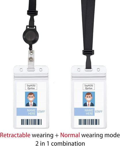 Retractable Safety Breakaway Lanyard on ID Holder, Dual Independent Waterproof Zip Card Holder, Safety Fastener and Adjustable Carabiner (Only Lanyard(2Pcs))