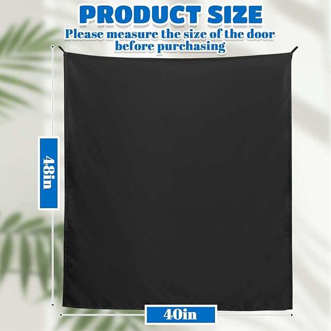 Pinkunn 40 x 48 Inch Office Cubicle Curtain with Stainless Steel Self Adhesive Hook Portable Privacy Door Partition Room Dividers Room Divider Office Divider for Office Cubicle (Black)