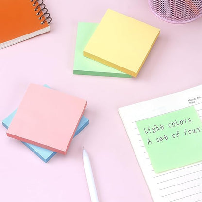 Sticky Notes 3x3 Self-Stick Notes Bright Colors Sticky Notes 4 Pads 100 Sheets/Pad (Pastel)
