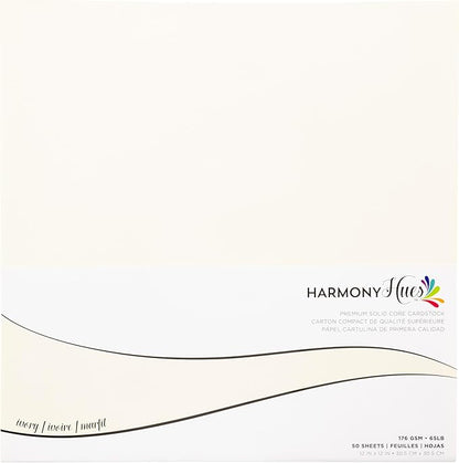 Cardstock 12 x 12 Paper Pack - 65lb Smooth Card Stock for Crafts, Cardmaking, Art Projects - 50 Square Scrapbook Sheets - Double Sided with Solid Core, Ivory